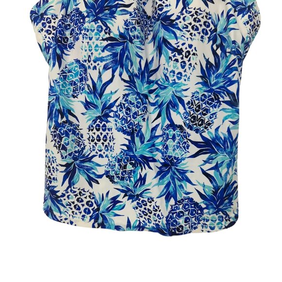 24t&Ocean Blue Tropical Print Halter Tankini Top Women SZ Large Padded Underwire - Picture 9 of 10